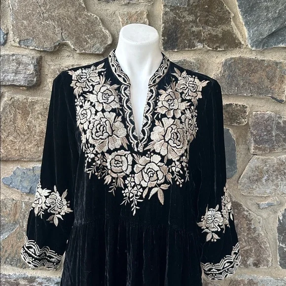 Johnny Was | Olenna Velvet Henley Boho dress size Large - Picture 5 of 10